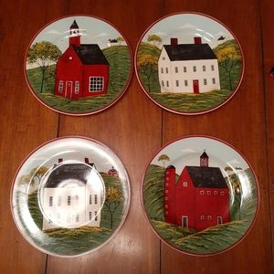 Brandon House Warren Kimball vintage folk art Country Life 8 inch plate set